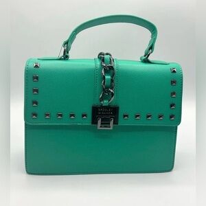 Badgley Mischka Green Studded Handbag